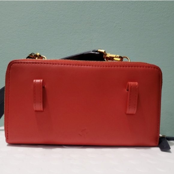 NEW WANT LES ESSENTIELS Petra Zip Red Orange Navy Crossbody Belt Bag Wallet - Picture 5 of 13